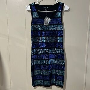 Forever 21 Sequin Mini Dress NWT Size Small – Black Teal Royal Blue Party Bodyco
